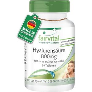 Fairvital | Hyaluronzuur 800 mg - 30 tabletten - Extra hoge dosering - Maandverpakking - 100% veganistisch - Op kwaliteit getest - Made in Germany - fairvital