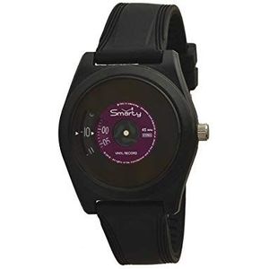 SMARTY VINYL Unisex horloge siliconen zwart fuchsia SW045C05