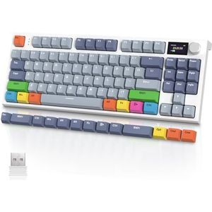 VGN GAMEPOWER RK86PRO TKL Tenkeyless Draadloos Mechanisch Gaming Toetsenbord, 2.4Ghz/Bluetooth/Bedrade 75% RGB Gasket Mechanical Keyboard, TFT-kleurendisplay, Knob, Hotswap Lineaire Schakelaars, NKRO