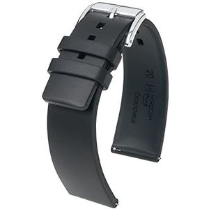HIRSCH Uhren-Armband Pure L - robustes rubber materiaal - scheur- en waterdicht - voor dames en heren - Zwart - 20 mm