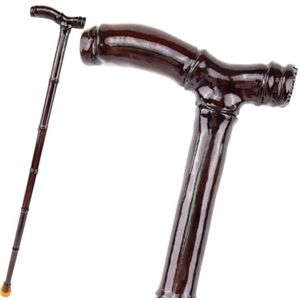 Bruine Bamboe Houten Wandelstok Met Één Gewricht, en Vervaardigde Ergonomische Houten Wandelstok voor Senioren Mannen of Vrouwen 36,22 Inch