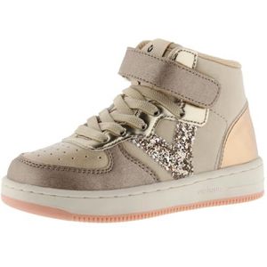 Victoria Tiempo Metallic Leather Effect Mid Boot & Glitter Logo & Elastic Lace 1124123 for Girls PLATINO 25