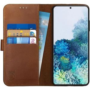 Rosso Deluxe Echt Leer Book Case Hoesje Geschikt voor voor Samsung Galaxy S20 Plus | Ruimte voor drie pasjes | Portemonnee Book Case | Met Pasjeshouder | Bruin