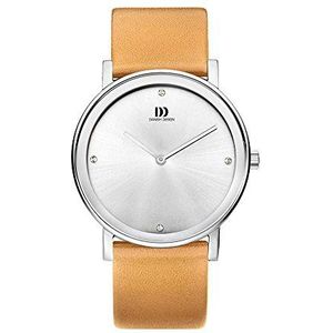 Deens ontwerp mannen 38mm bruin lederen band stalen kast Quartz zilver-Tone Dial analoog horloge IQ29Q1042