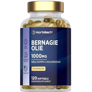 Borage Olie met B6 1000mg | 120 Softgels | Gamma-linoleenzuur (GLA) en Vitamine B6 | Starflower Oil Supplement | Horbaach
