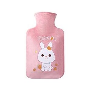 DieffematicRSD Warmwaterkruik Warmwaterzak Cartoon Pluche Beer Warmwaterkruik Watervulling Fluwelen Draagbare Student Handwarmer Leuke Warmwaterzakken (Color : Pink, Size : 500ml)