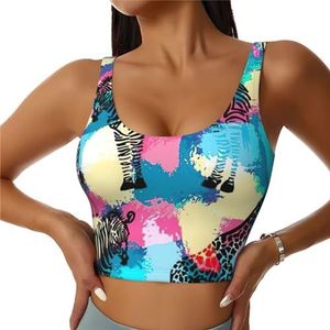 Gekleurde Zebra Print Comfortabele Vrouwen Sport Vest Yoga Workout Vest voor Vrouwen Lichtgewicht Zomer, Zwart, S