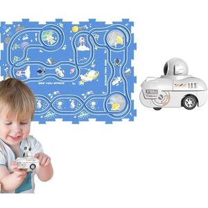 Puzzelbaanautospeelset - Puzzle Racer Kinderautobaanset met auto - -assemblage van leerspeelgoed, zintuiglijk -speelgoed, kerstcadeaus voor jongens van 3-6 jaar oud Founcy