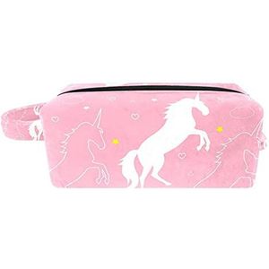 Unicorns Stars Navy Myth Cosmetische Pouch Bag met handvat, Vierkante Toilettas Reistas, Kleine Rits Potlood Case voor Dames Heren Meisjes Kids, Accessoires Organizer, Multi kleuren 10, 8.2x3.1x3.5 in/21x8x9 cm,