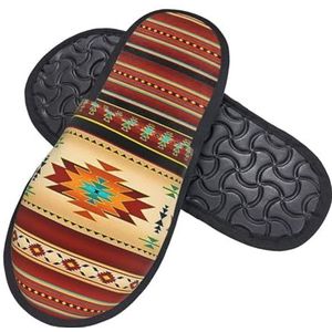 408 Thuis Slippers, inheemse tribal retro zuidwestelijke heren pantoffels gezellige slipper niet-wegwerp katoenen pantoffels voor mannen indoor slaapkamer, Harige pantoffels 866, 37.5/39 EU