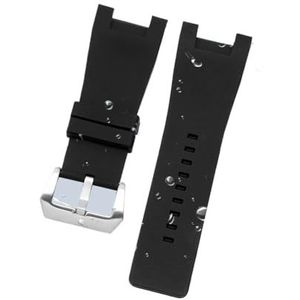 Jeniko 32 Mm Waterdichte Siliconen Band Compatibel Met Diesel Horlogeband For DZ1216 DZ1273 DZ4246 DZ4247 DZ287 Zachte Ademende Polsband Armband (Color : Silver buckle, Size : 32mm)