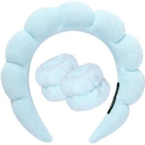 DRESHOW Spa Hoofdband voor Wassen Gezicht Polsband Pak Spons Zachte Badstof Make-up Huidverzorging Anti-slip Hoofdband voor Vrouwen