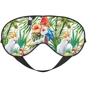 Zijde als toekans Papegaai Palm Boom Bladeren Print Zachte Slaap Oogmasker Comfortabele Blinddoek Verstelbare Oogmasker voor Slaap