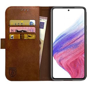 Rosso Element Book Case Wallet Hoesje Geschikt voor voor Samsung Galaxy A53 | Portemonnee | 3 Pasjes | Magneetsluiting | Stand Functie | Bruin
