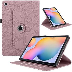ZZjingli for Samsung Galaxy Tab A7 Lite T220 Tree Life Reliëf Rotatie Lederen Tablet Case (Paars) (Rose Goud) (Rood) enz. (Color : Rose Gold)