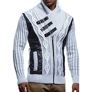 Leif Nelson Heren Cardigan Jas Sjaal Kraag LN-5305, Grijs, M