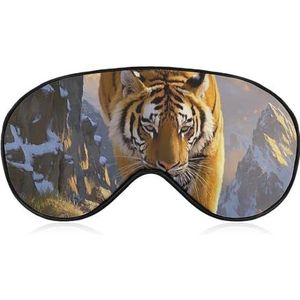 Tiger Descending The Mountain Eye Mask voor dames en heren, ademend en verstelbare oogbedekking, ultrazacht slaapmasker, lichtgewicht reisblinddoek voor vliegtuig, dutje, nachtslapen