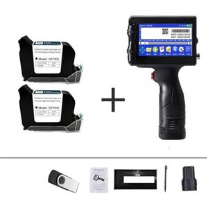 Handheld inkjetprinter, 12,7/25,4 mm labelprinter, handheld inkjetprinter, QR-balk lotnummer logo patroon codering machine draagbaar,Kantoorprinter(With 2 inks 12.7mm)