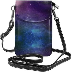 SSIMOO Universe With Stars And Galaxy Interstellar stijlvolle lederen crossbody flip case, ruime telefoontas, mobiele telefoonhoes tas