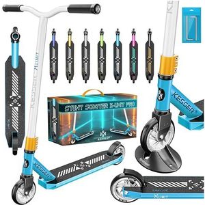 KESSER - Stuntstep X-Limit-Pro - Benzineblauw/Wit - Stunt Scooter met 110mm PU Wielen en ABEC 9