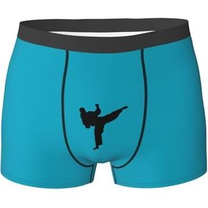 ZJYAGZX Karate Print Heren Zachte Boxer Slips Shorts Viscose Trunk Pack Vochtafvoerend Heren Ondergoed, Zwart, L