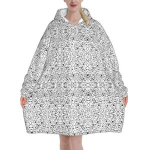 Stijlvolle menigte van pinguïns patroon vrouwen sherpa sweatshirt deken verlengen warme gezellige oversized draagbare zak hoodie volwassenen