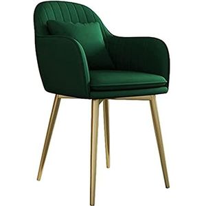 GEIRONV Keuken eetkamerstoelen, fluwelen zitting en rugleuning Slaapkamer stoel woonkamer lounge stoel met metalen poten 1 stuks Eetstoelen (Color : Green)