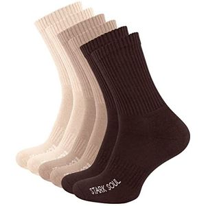 STARK SOUL 6 paar Crew sportsokken met badstof zool, 6 paar - mix (bruin/lichtbruin/beige), 35/38 EU