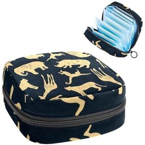 Opbergtas voor maandverband, menstruatiekit tas voor school, menstruatiecup zakje, maandverband organizertas, Afrikaanse dieren silhouet