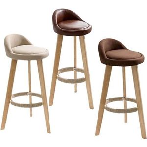 3-delige Set Barkrukken, Moderne En Eenvoudige Barstoelen, Barkrukken Met Massief Houten Poten En Voetsteunen, Geschikt For Keukens, Lounges, Bars, Kantoren, Enz (Size : Sitting height-60cm, Color :