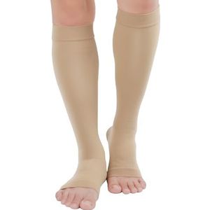 TOFLY Plus Size Open Teen Compressie Kousen (Paar) voor Vrouwen & Mannen 15-20mmHg Brede Kuit Knie Hoge Toeless Compressie Sok, Compressie & Kalmerende Circulatie Spataderen Zwelling Oedeem