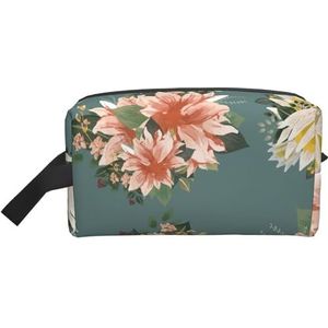 Cosmetische tas Slijtvaste reistas met grote capaciteit met groene vintage bloemen, 25 x 10 x 15 cm., Als afbeelding, Eén maat, portemonnee