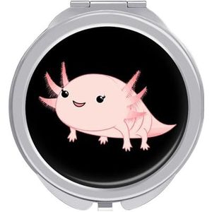 Cartoon Axolotl Compacte Spiegel Ronde Pocket Make-up Spiegel Dubbelzijdige Vergroting Opvouwbare Draagbare Handspiegel
