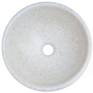 Wastafel wasbak materiaal 100% natuursteen, opzetwastafel handwastafel marmer/graniet, rond, kleur: wit, diameter 33 cm