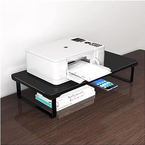 Tafel voor Printer Printerkastje Hout Printer Stand Printer Rack Beugel Kantoor Desktop Bestand Opbergrek Kleine Plank Zet Printer Rack Kantoor Printertafel Printerstandaard(Black,52 * 21 * 8.2cm)