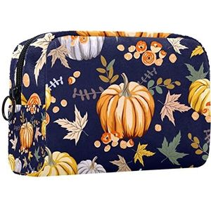 Cosmetische tas voor dames,kleine make-uptas voor portemonnee,herfst oranje pompoenen,Cosmetische reistas,make-uptasje