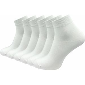 GAWILO Dames Quarter sokken van 100% puur katoen (6 paar | 10 paar) | enkelsokken zonder drukkende naad over de tenen, wit, 6 paar, 39-42 EU