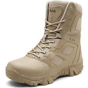 YUKTOPA Militaire laarzen voor heren, tactische laarzen, ademend, slijtvast, waterdicht, outdoor, tactische werklaarzen, wandellaarzen, trekkinglaarzen, beige, 42 EU