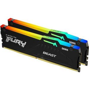 Kingston FURY Beast Zwart RGB 64GB (2x32GB) 6000MT/s DDR5 CL30 DIMM Desktop Gaming Geheugen Set van 2 AMD EXPO/Intel XMP - KF560C30BBEAK2-64