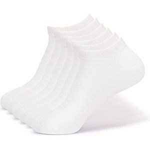 Geesy Bamboe sneakersokken 6 paar, uniseks sneakersokken van bamboe, voor dames en heren, met de hand afgehechte kant, nauwelijks zichtbare ideale sneakersokken, wit | pak van 6, 39/42 EU