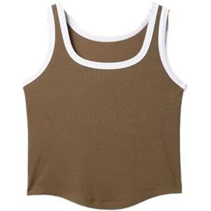 Fsufw kort hemdje voor dames, binnenkleding en bovenkleding, mouwloos, ronde hals