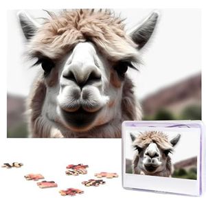KHiry Puzzels, 1000 stukjes, gepersonaliseerde legpuzzels, grappige alpaca-lama-fotopuzzel, uitdagende puzzel voor volwassenen, personaliseerbare puzzel met opbergtas (29,5 x 19,7 inch)