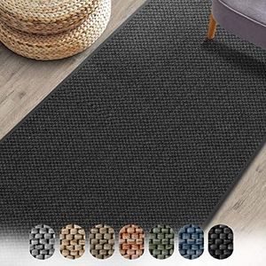 Floordirekt - Sabang Tapijtloper/vloerkleed in sisal-look | verkrijgbaar in vele kleuren en maten | antistatisch, geluiddempend & geschikt voor vloerverwarming | 66 x 150 cm | antraciet
