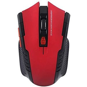Draadloze optische gamingmuis voor pc - 800 dpi / 1200 dpi instelbaar, draadloze gamemuis 2,4 GHz gamemuis met 6 toetsen, geen code nodig, plug-and-play(rood)