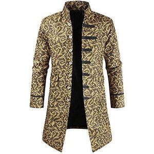 Heren trenchcoat opstaande kraag casual wollen jas winter lange overjas jas enkele rij knopen mannen middeleeuwse steampunk Halloween kostuums, renaissance bodem vintage volwassen festival cosplay