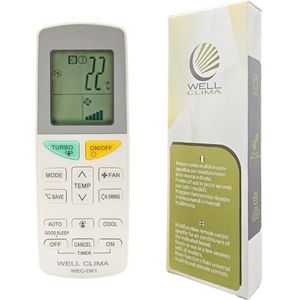 Wellclima Universele afstandsbediening voor airconditioning Daikin, gegarandeerde compatibiliteit, design vergelijkbaar met het origineel, tot 5 ventilatorsnelheden, handleiding in 6 talen, directe