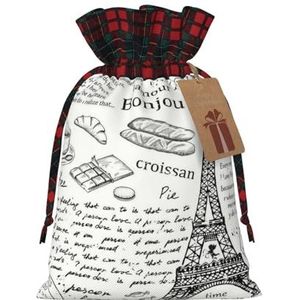 OPSREY Parijse Koffie Eiffeltoren Gedrukt Kerst Gift Bag Trekkoord Gift Bag Met Tag Herbruikbare Snoep Tas