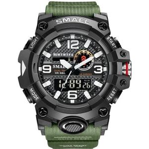 Militaire Horloges Smael Dual Time Digitale Horloge Quartz 50 m Waterdichte Horloge Led Sport Horloge 8035 Mannen Horloge Relogio Masculino Digitale, Grijs, Militaire sport