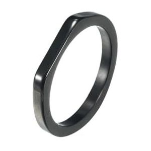 Dames roestvrij staal eenvoudige ring goud, zilver, zwart klassieke ring paar sieraden geschenken (Color : Black Color_12)