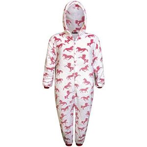 Eenhoorn onesie voor kinderen, meisjes, comfortabele pyjama, jongens, zacht slaappakje, cadeau voor kinderen, dierenjumpsuit, verkleedkostuum, Plain - Wit Roze Eenhoorns, 4-5 Jaren